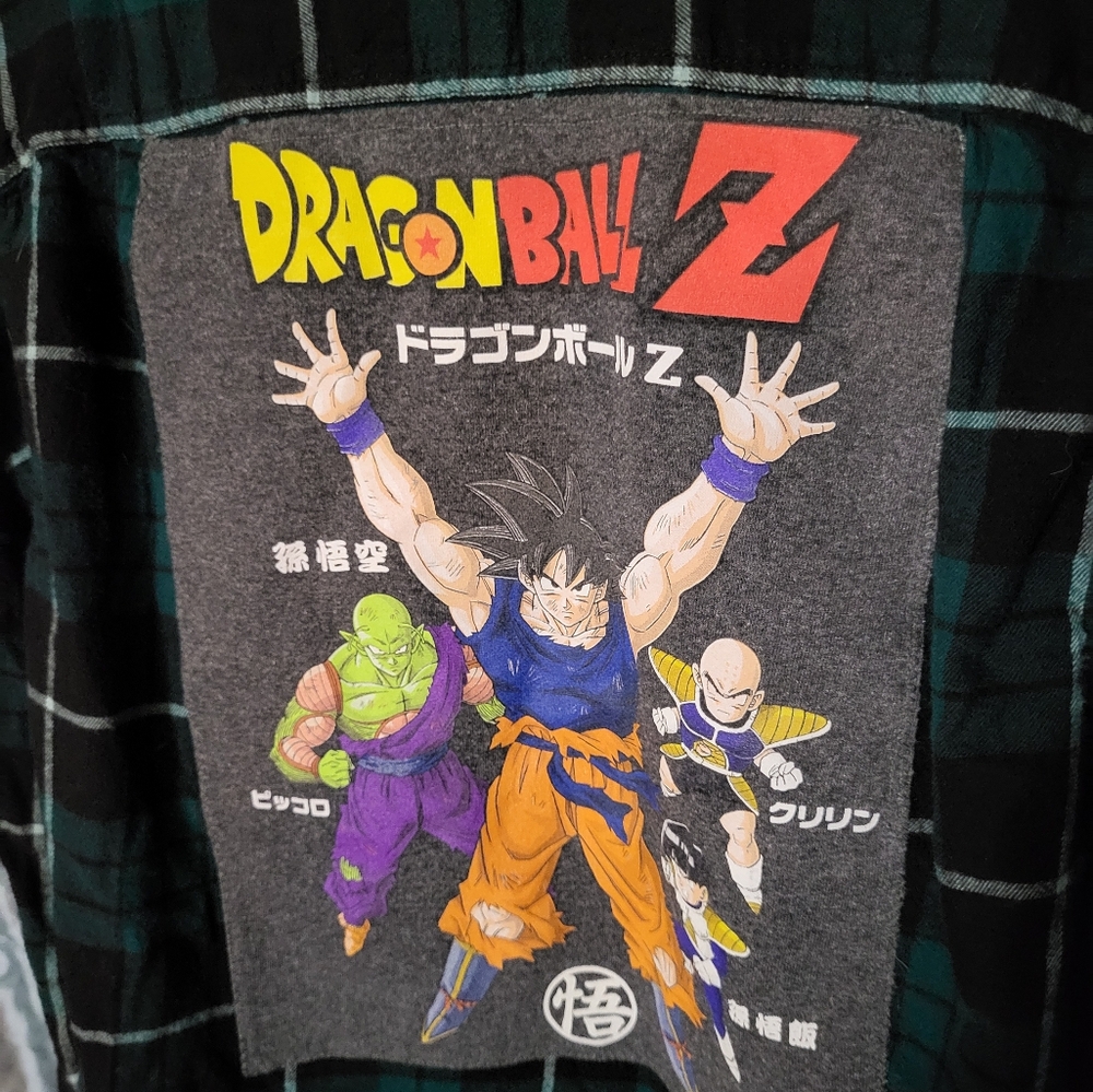 George size L plaid shirt with DBZ Applique